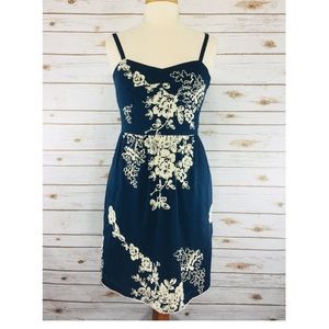 J Crew F Mirabel Lawn Dress Embroidered Navy Sz: 6